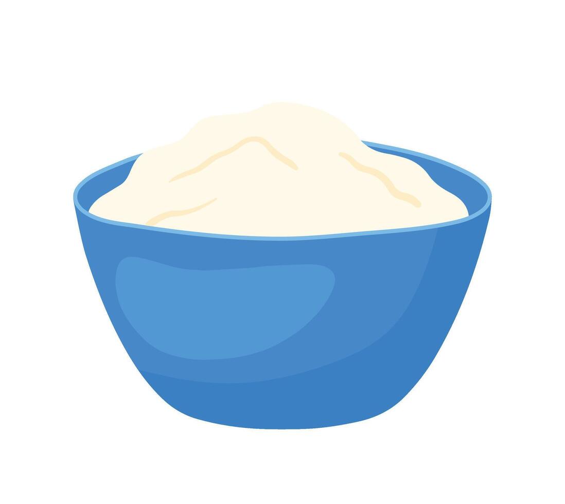 Bowl of flour icon clipart for baking ingredient hand drawn illustration vector