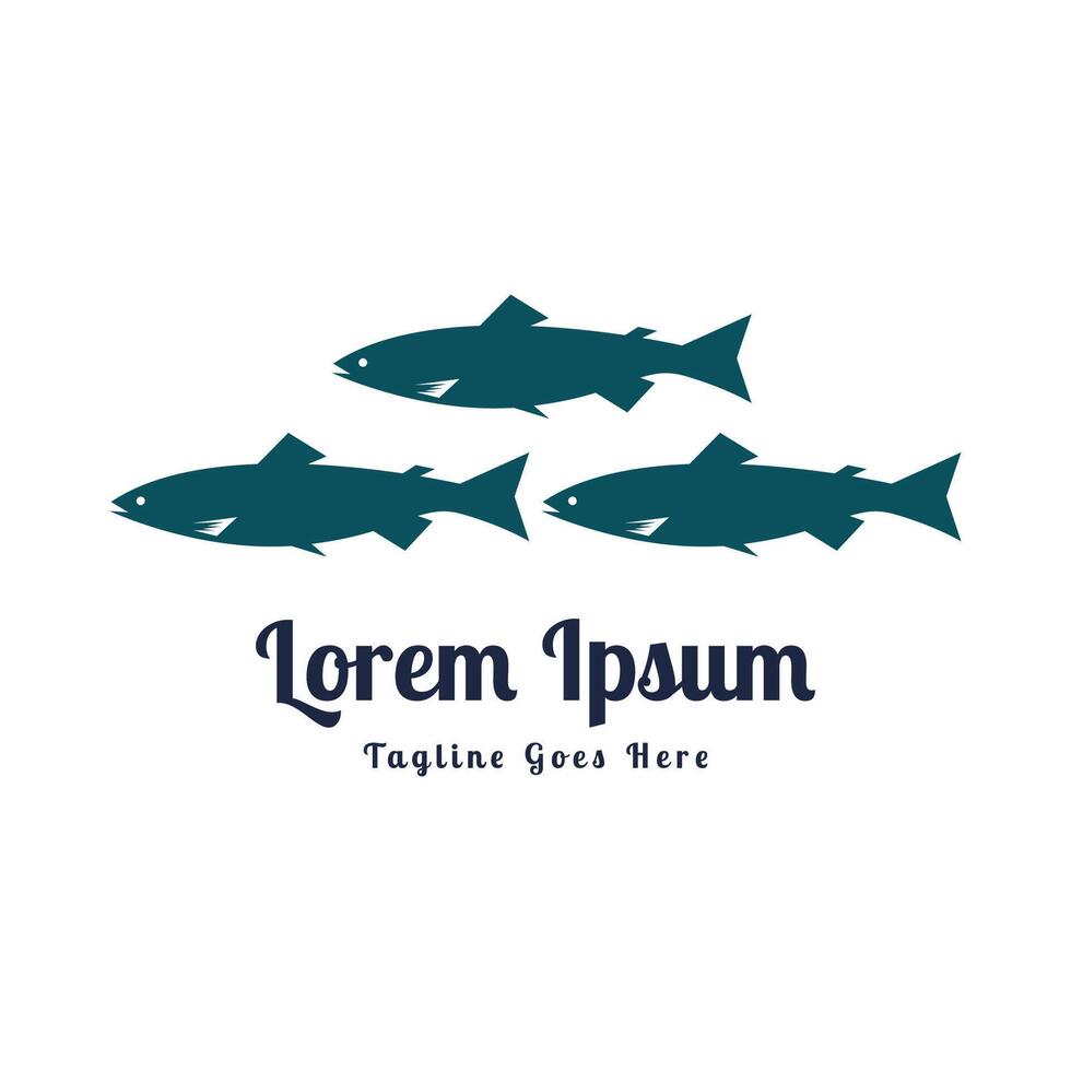 Simple Minimalist Salmon Fish Silhouette Logo Design vector