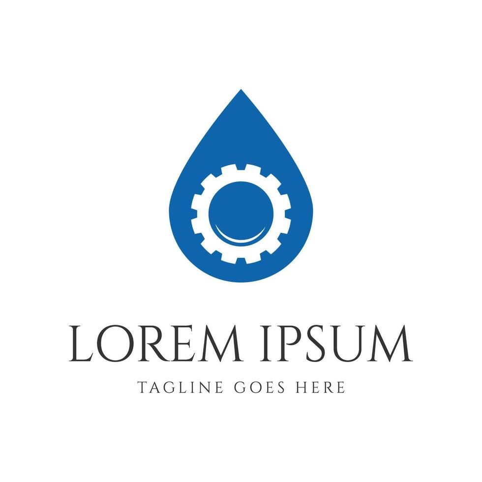Simple Minimalist Gear with Water or Oil Drop for Industrial Logo vector