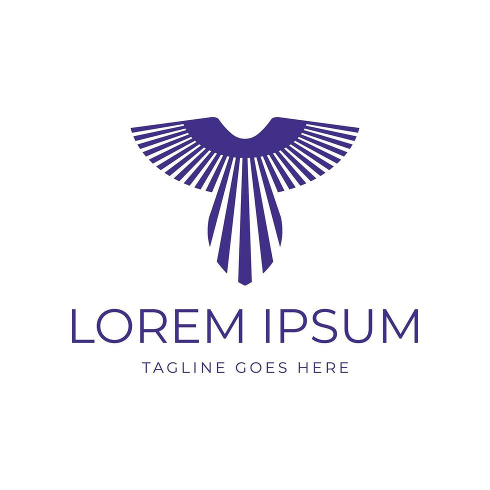 Simple Geometric Symmetrical Minimalist Eagle Hawk Falcon Kite Logo Design vector