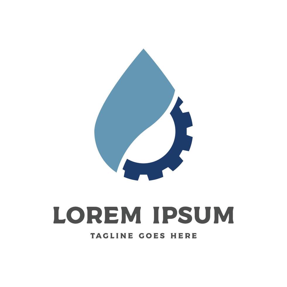 Gear with Water or Oil Drop for Industrial Logo Design vector