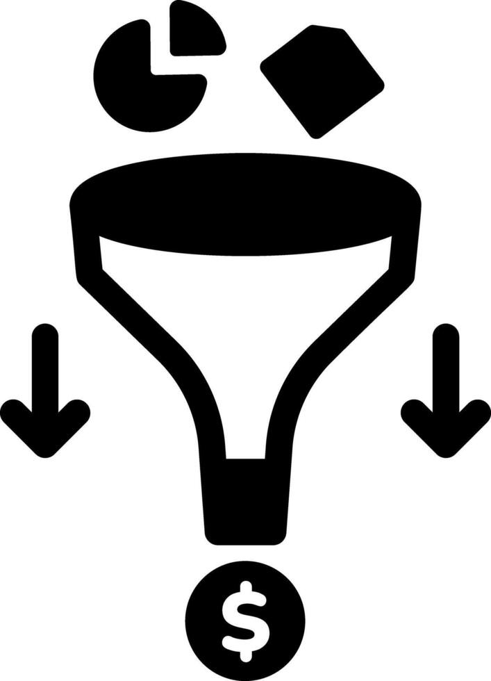 Glyph icon depicting conversion funnel metrics vector