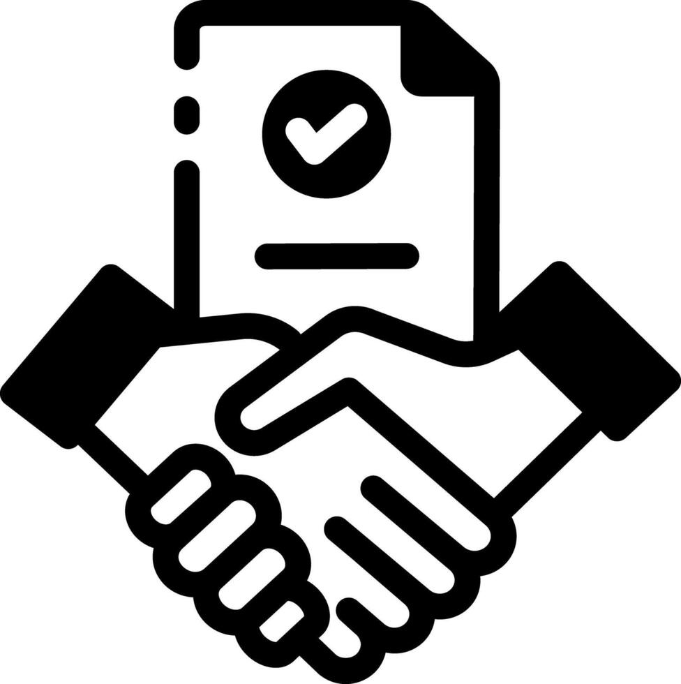 Glyph icon showing a contract agreement vector