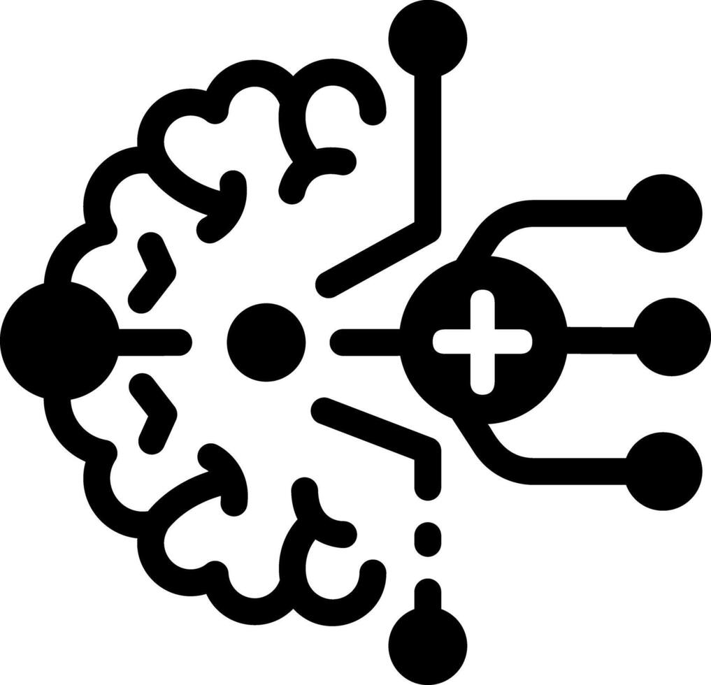 An icon of neural network connection designed in glyph style vector