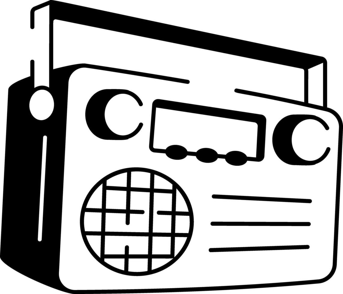 A sketchy style icon of radio set vector