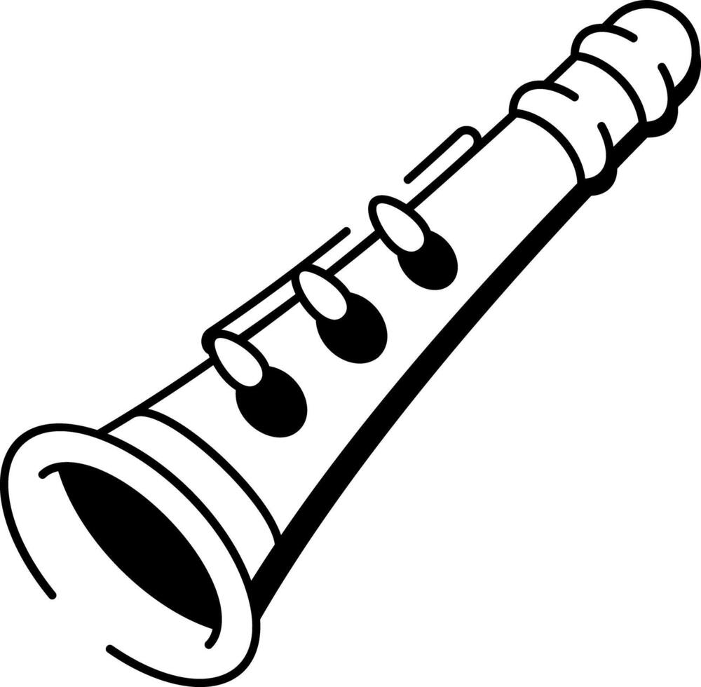 A doodle style icon of clarinet vector