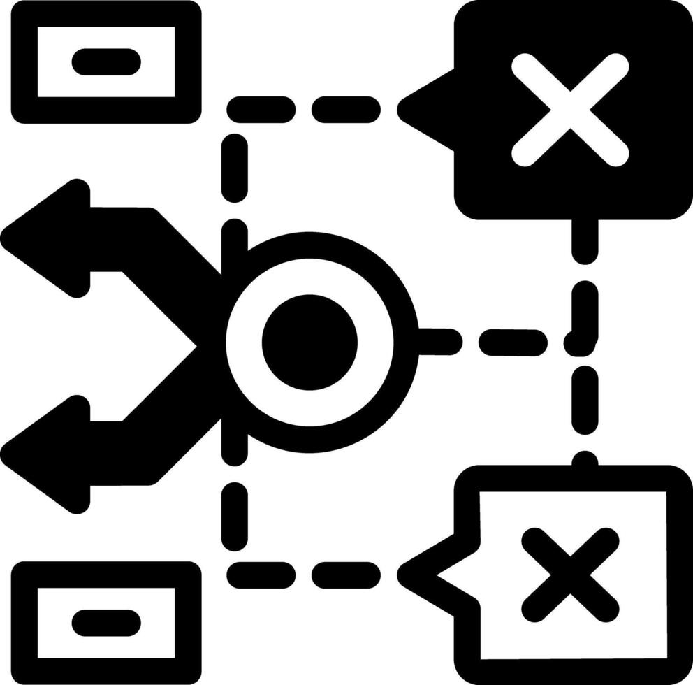 A filled style icon of decision intelligence framework vector