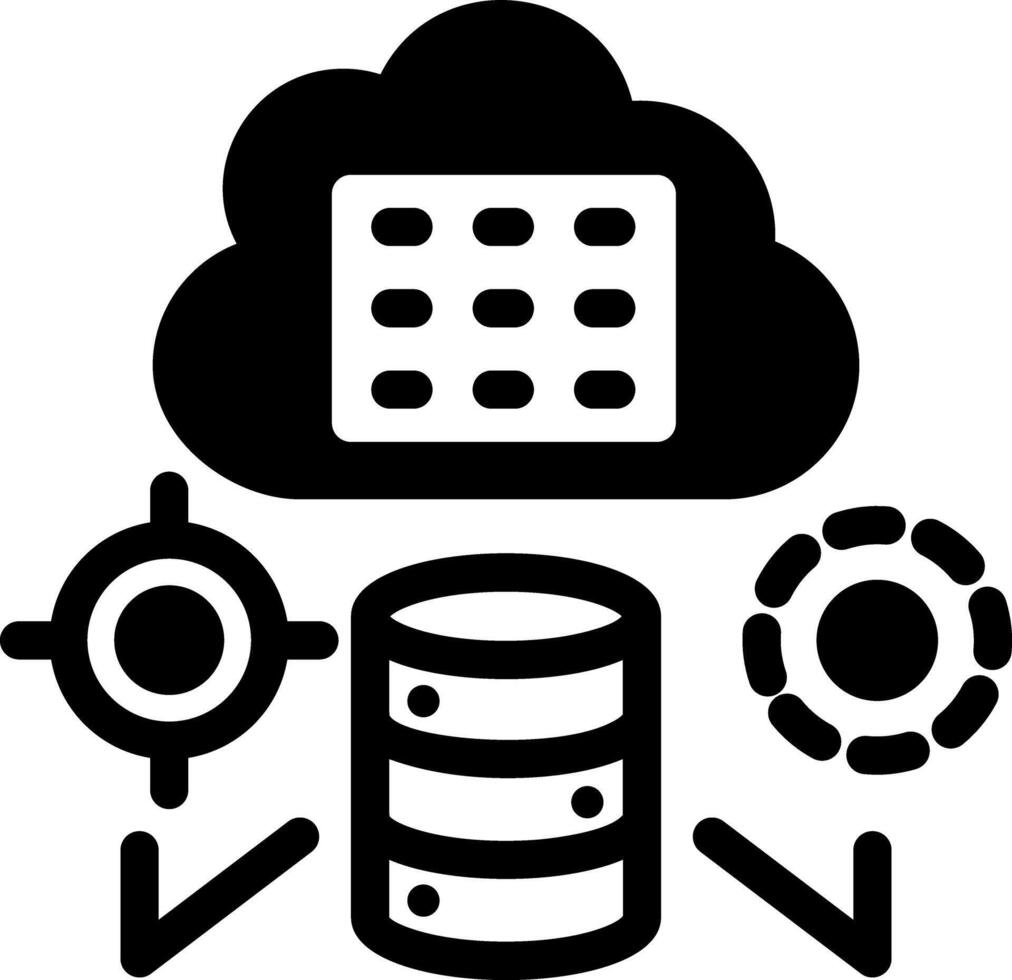 A solid style icon of cloud storage architecture vector