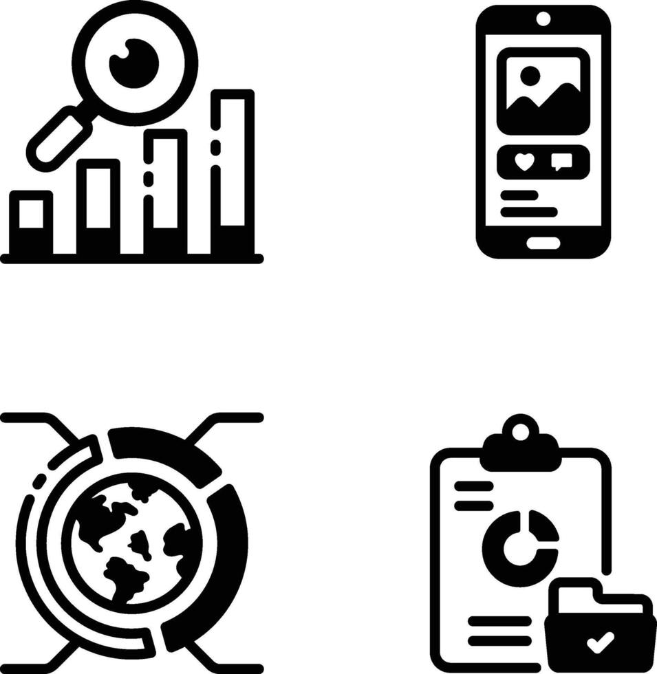 Pack of Data Management Glyph Style Icons vector