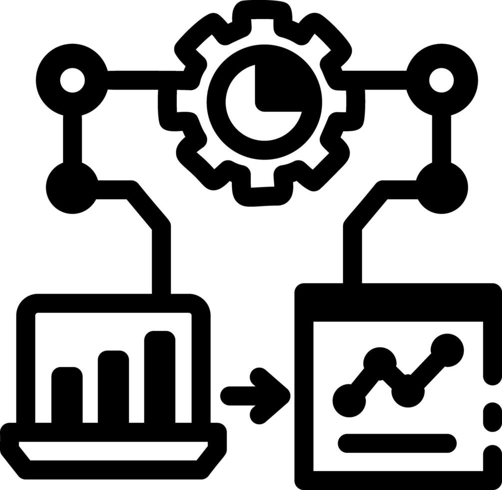 An icon showing automated data in glyph style vector