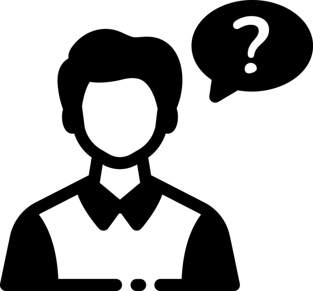 Glyph style icon showing a character having query vector