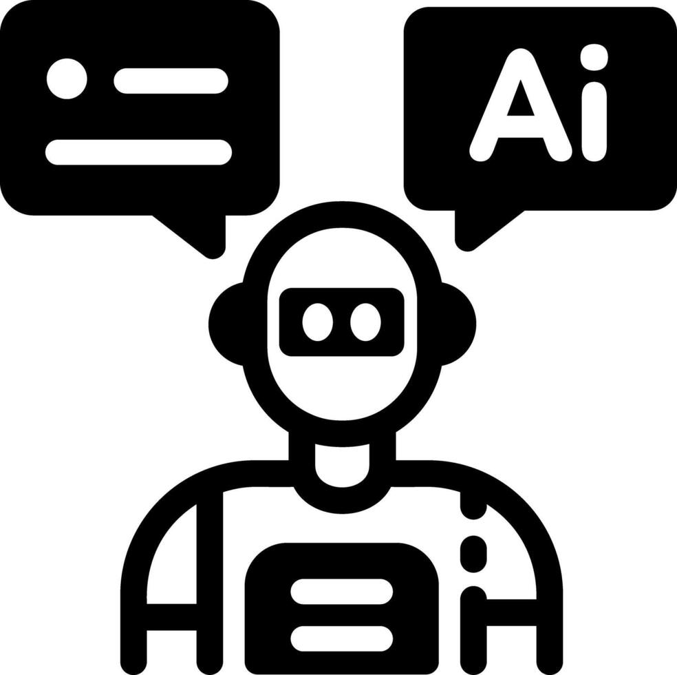 A solid style icon of an ai assistant vector