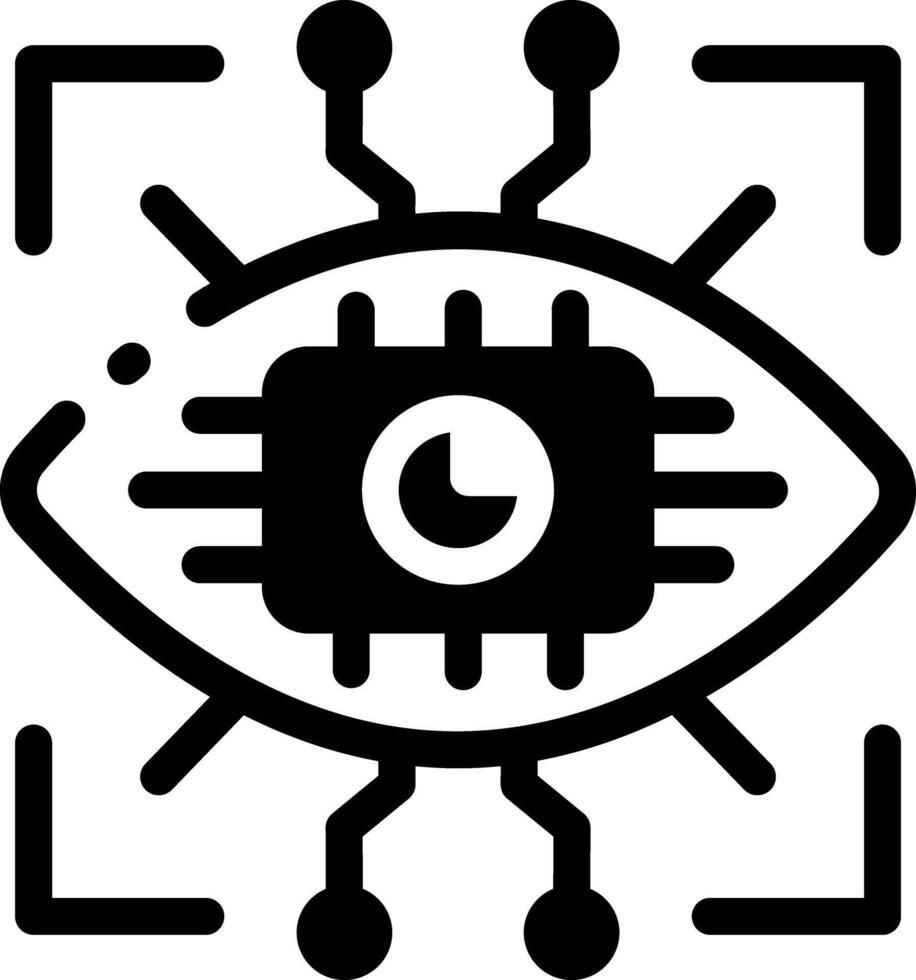 Glyph icon showing computer vision with tech graphics vector