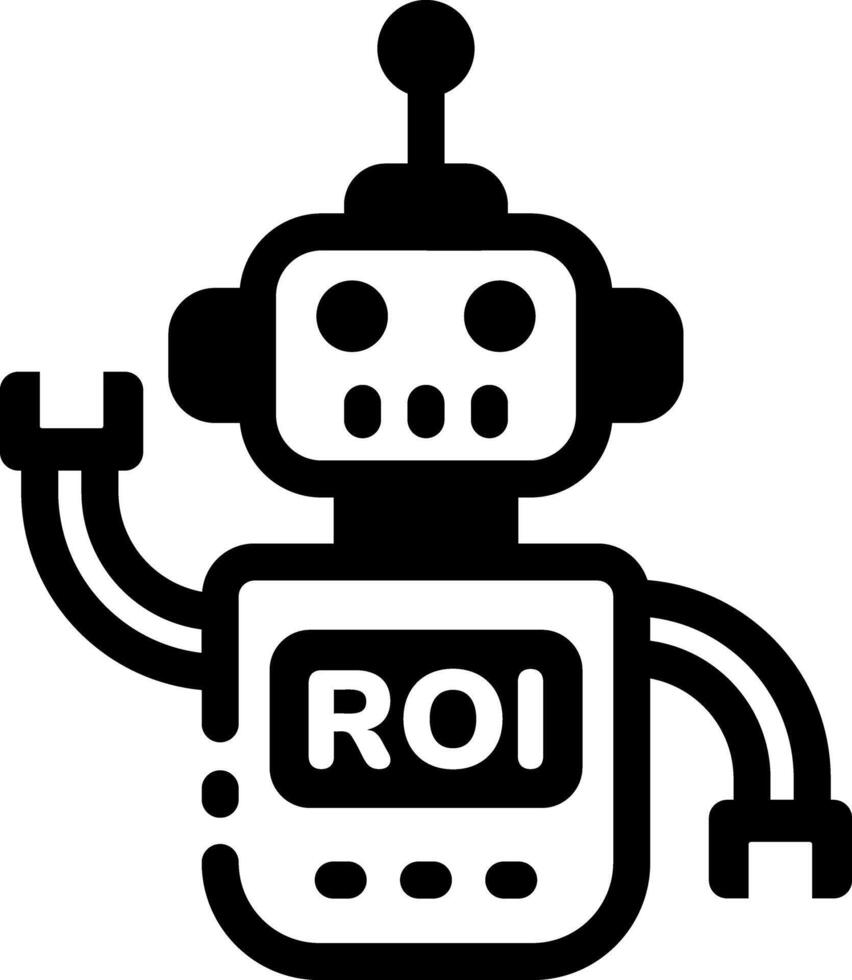 Glyph icon of roi robot calculating investments vector