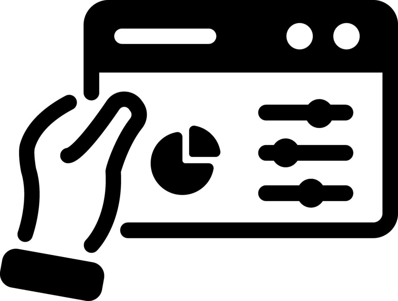 A filled style icon of web analytics dashboard vector