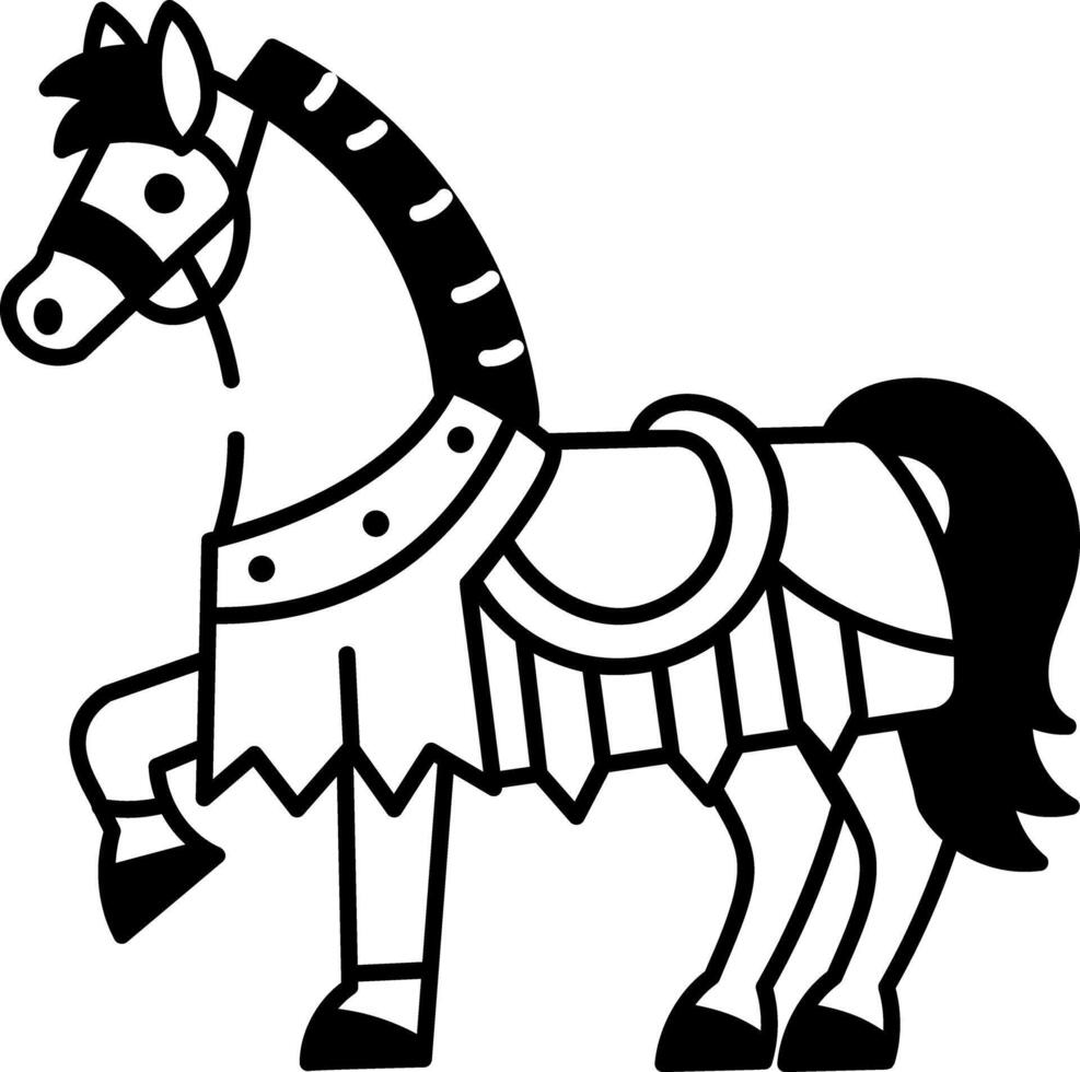 Armour horse icon in hand drawn style vector