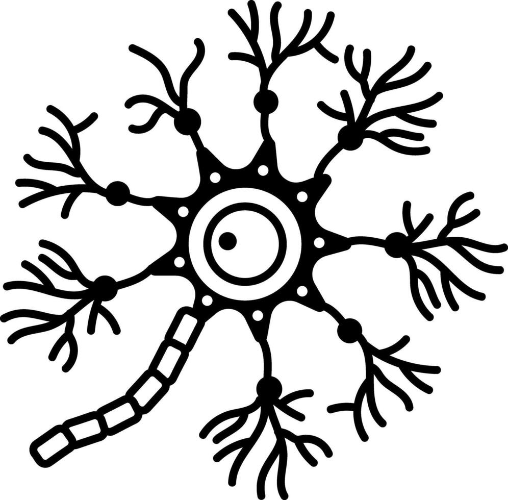 A hand drawn style icon of neuron vector