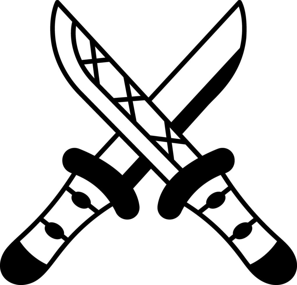 A doodle style icon of iconic katana weapon vector