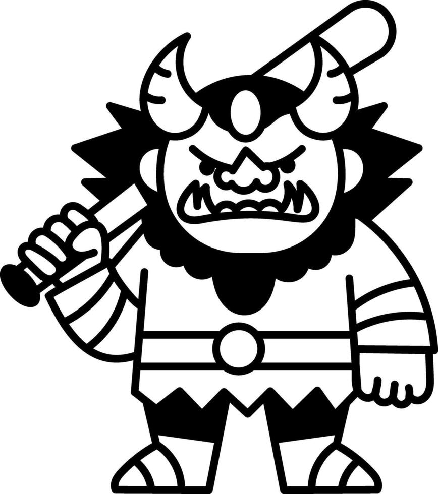 Demon oni icon in hand drawn style vector