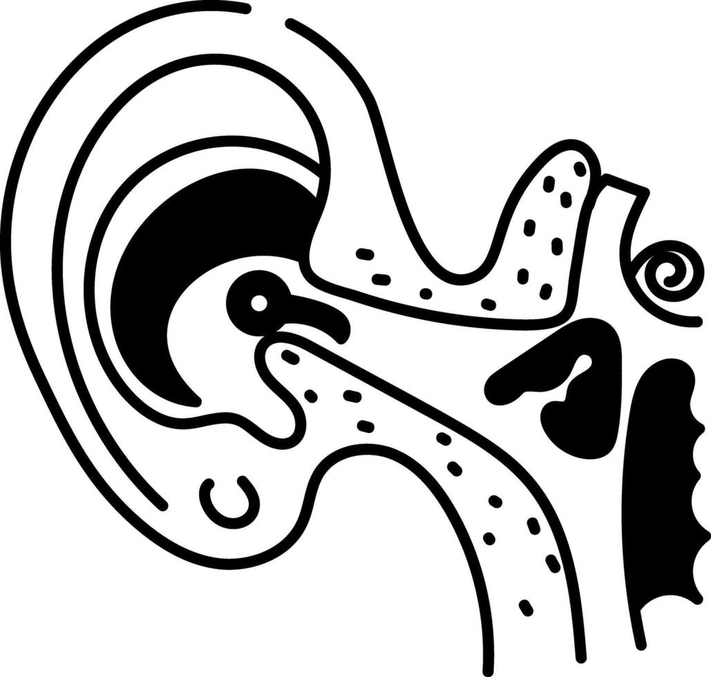 A doodle style icon of ear anatomy vector