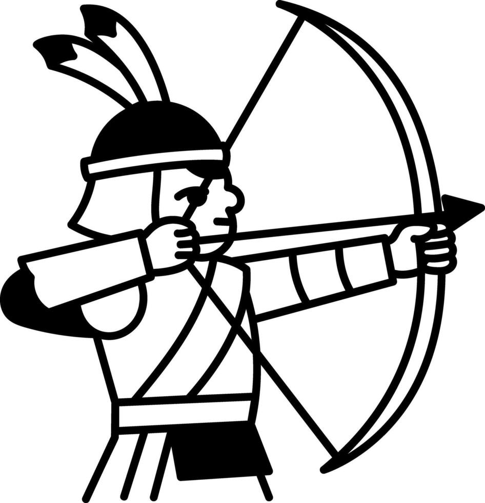 Samurai bow icon illustrated in sketchy style vector