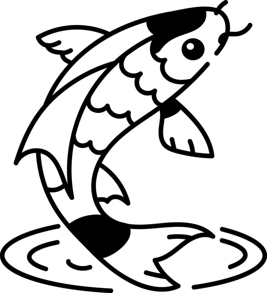 A hand drawn icon of swimming koi fish vector