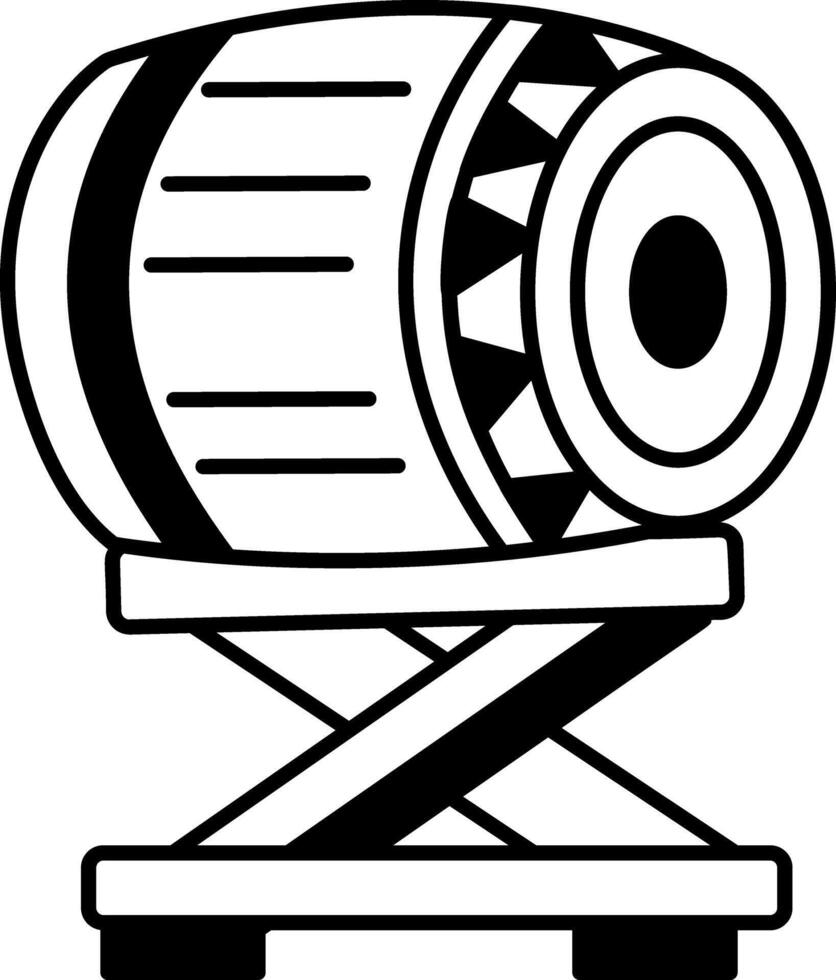 Hand drawn style icon showing a war drum vector
