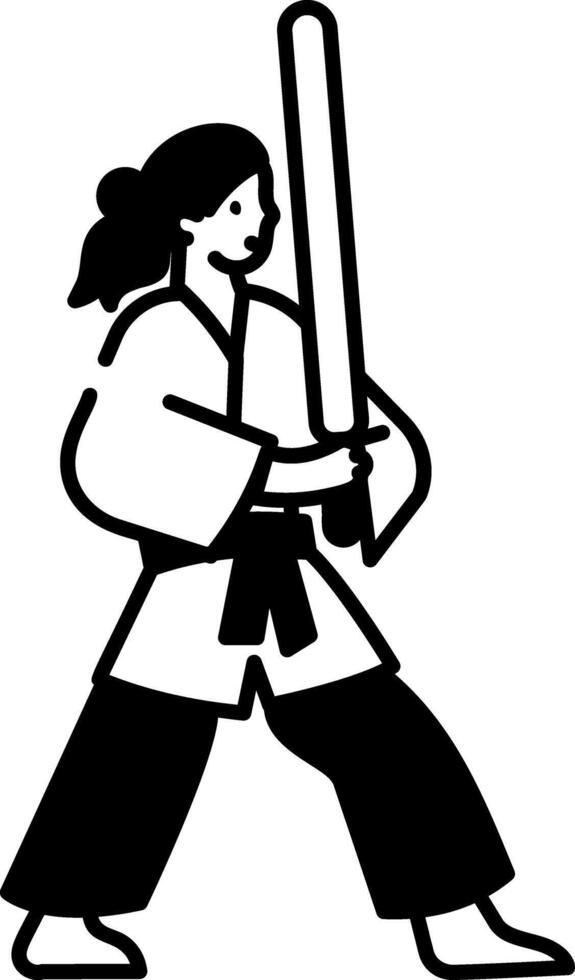 A hand drawn icon of sword training moment vector