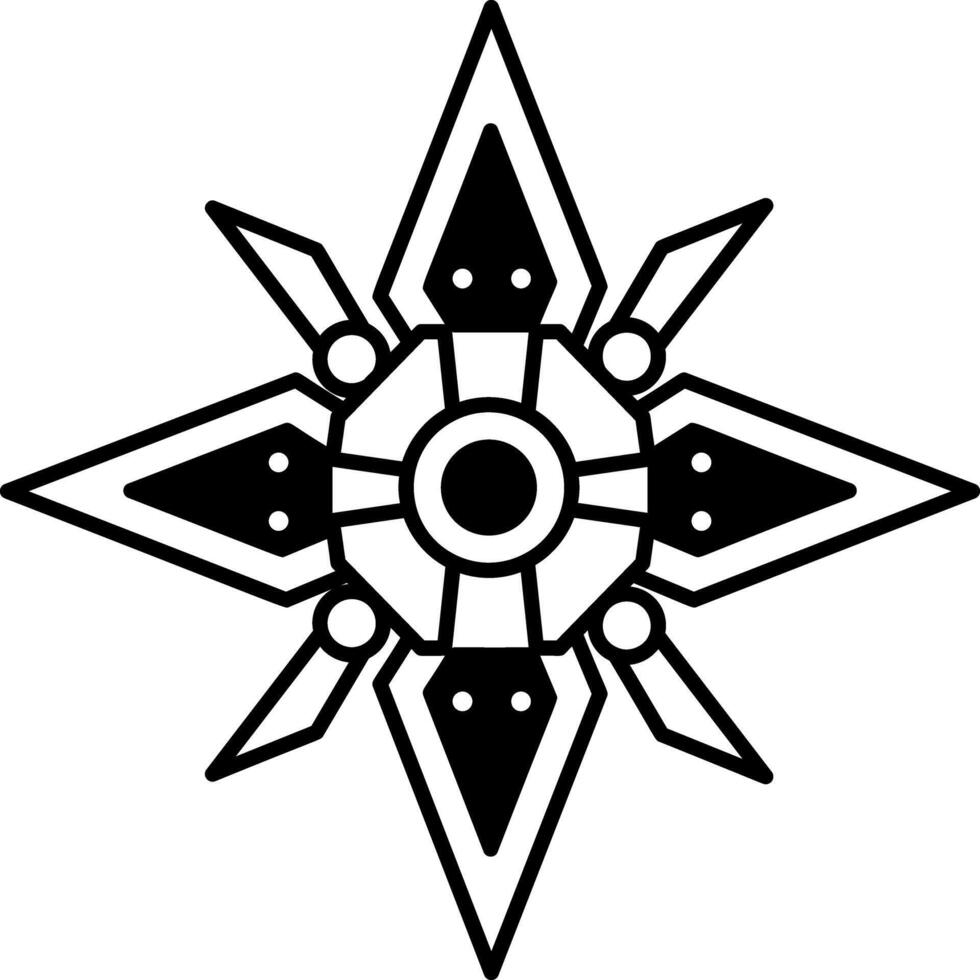 A doodle style icon of spinning shuriken object vector