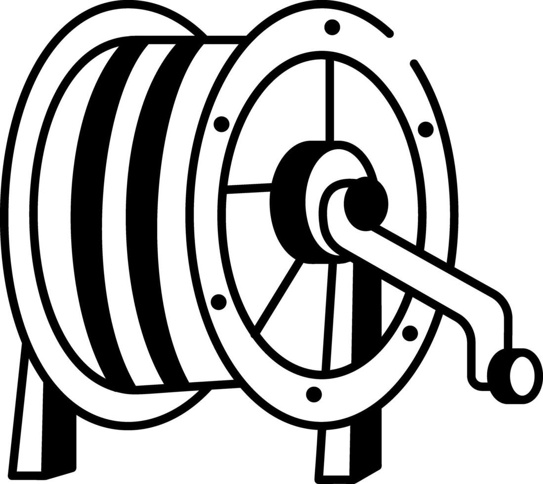 A drawing style icon of hose reel vector