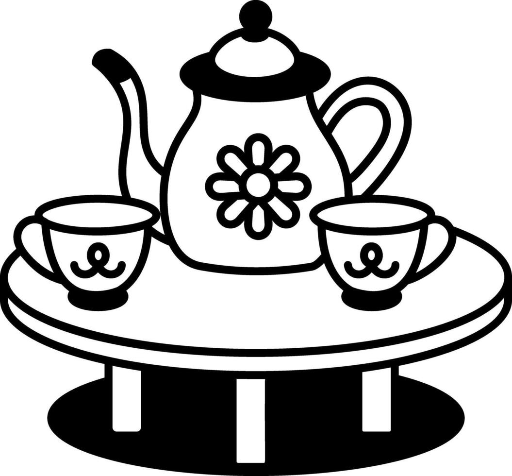 A hand drawn icon of delicate tea set vector