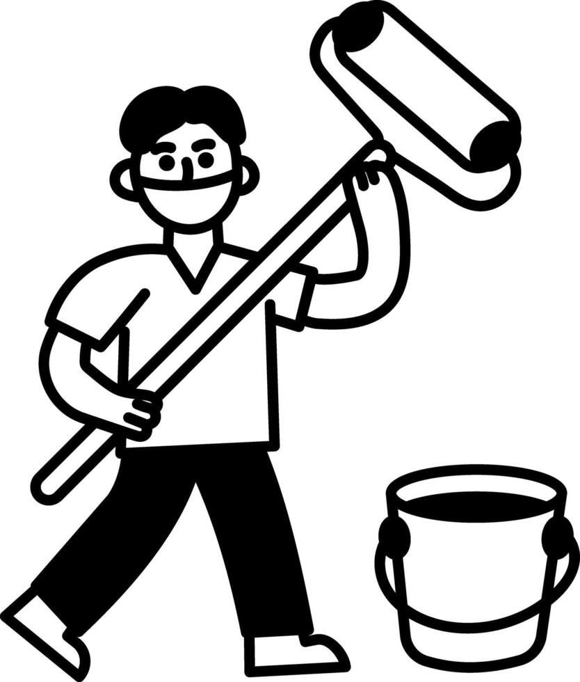 A doodle style icon of painter vector