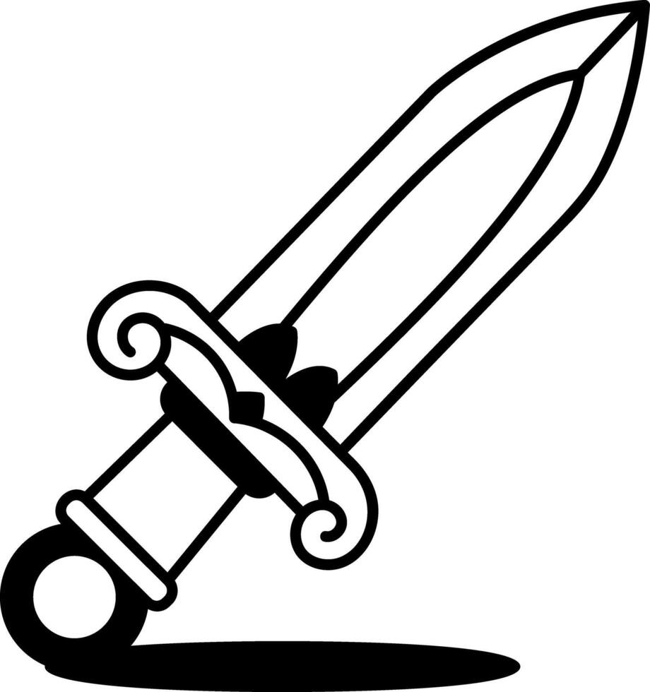 A sketchy style icon of classic sword vector
