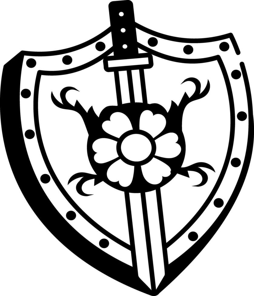 A sketchy style icon of classic warrior shield vector