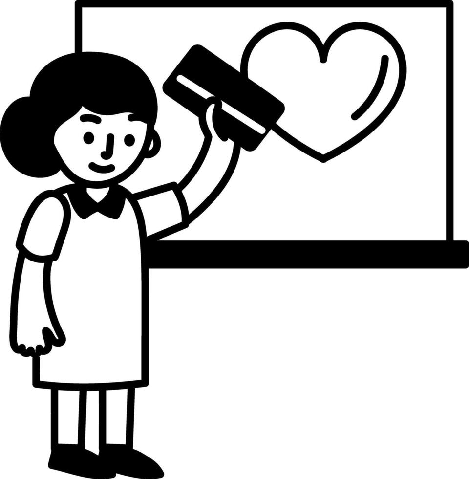 A blackboard cleaning character icon in hand drawn style vector
