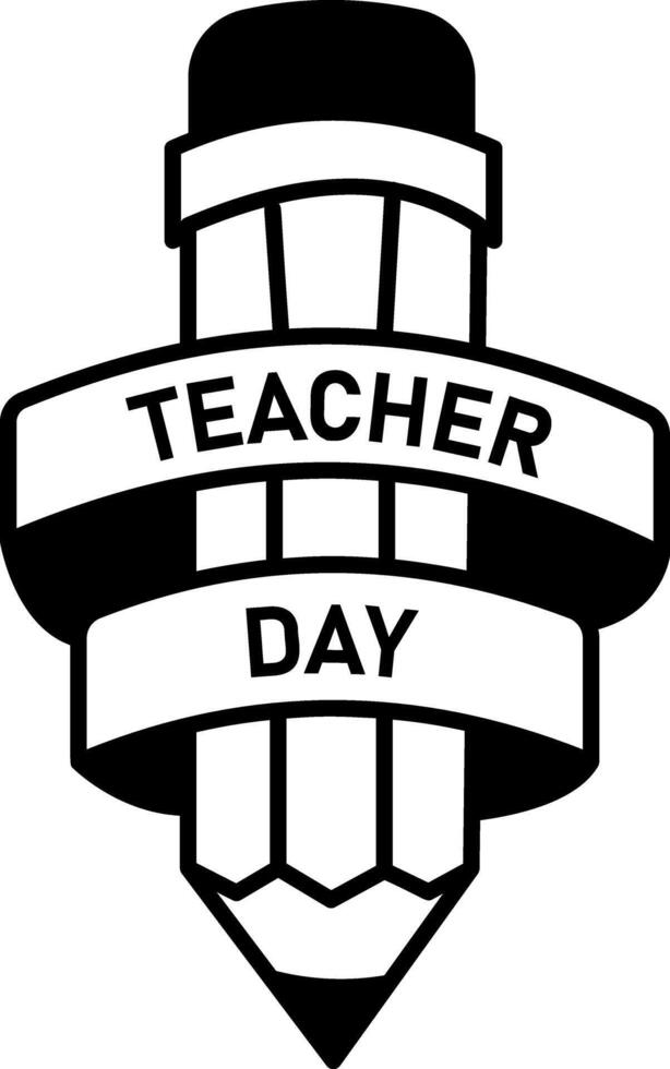 A hand drawn icon of a pencil with teacher day typography vector