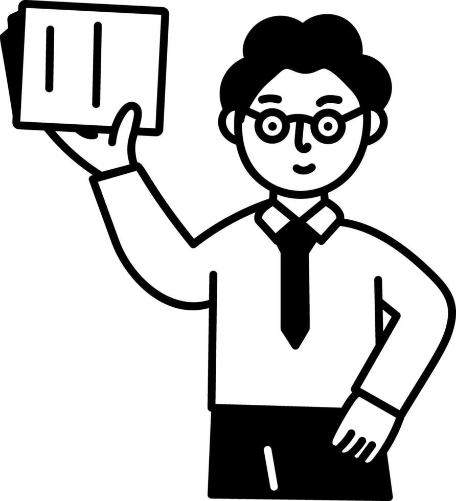 A hand drawn style icon of a professor vector