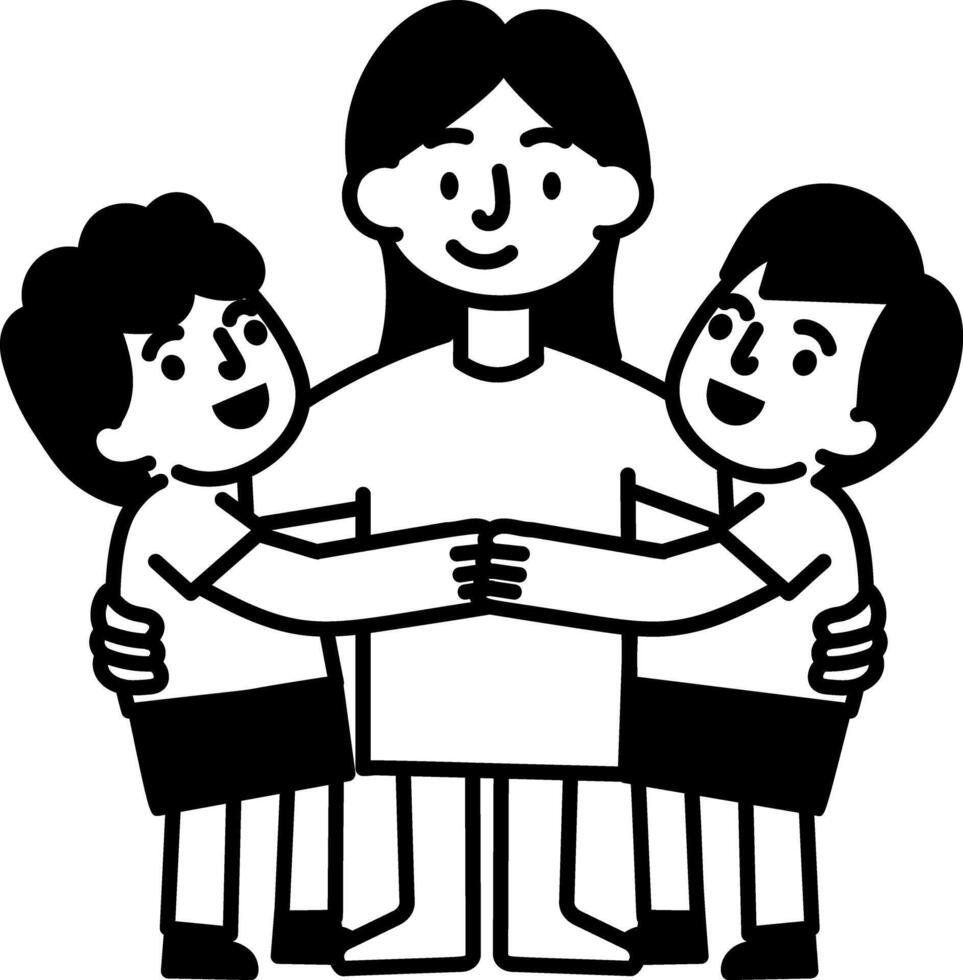 A hand drawn style icon showing teacher hug vector