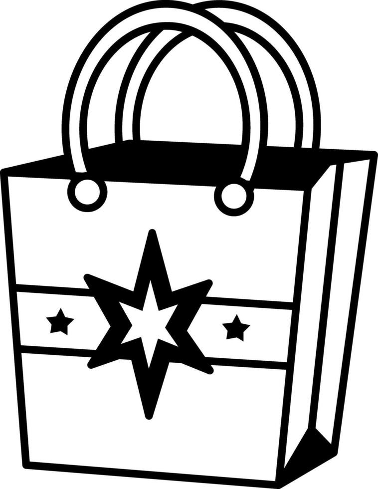 A hand drawn style icon depicting a shopping bag vector