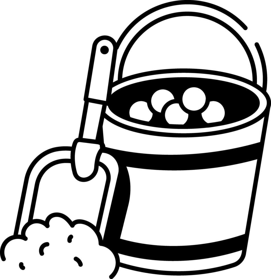 A hand drawn style icon of a mining bucket vector