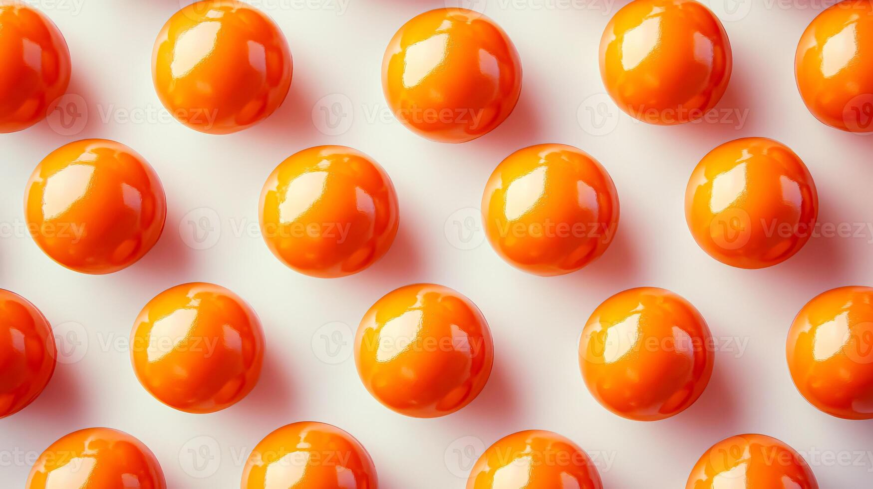 Row of orange balls are arranged in a pattern photo
