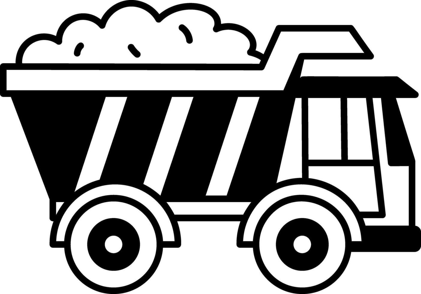 A sketchy style icon showing a coal truck vector