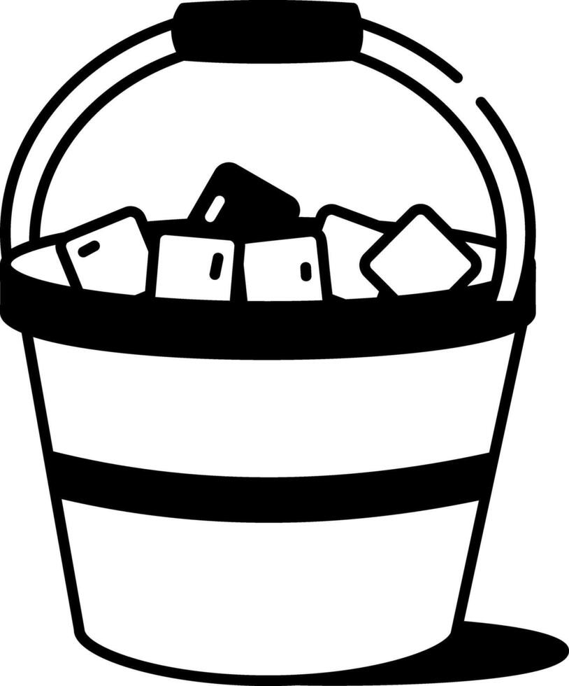 A hand drawn style icon depicting a coal bucket vector