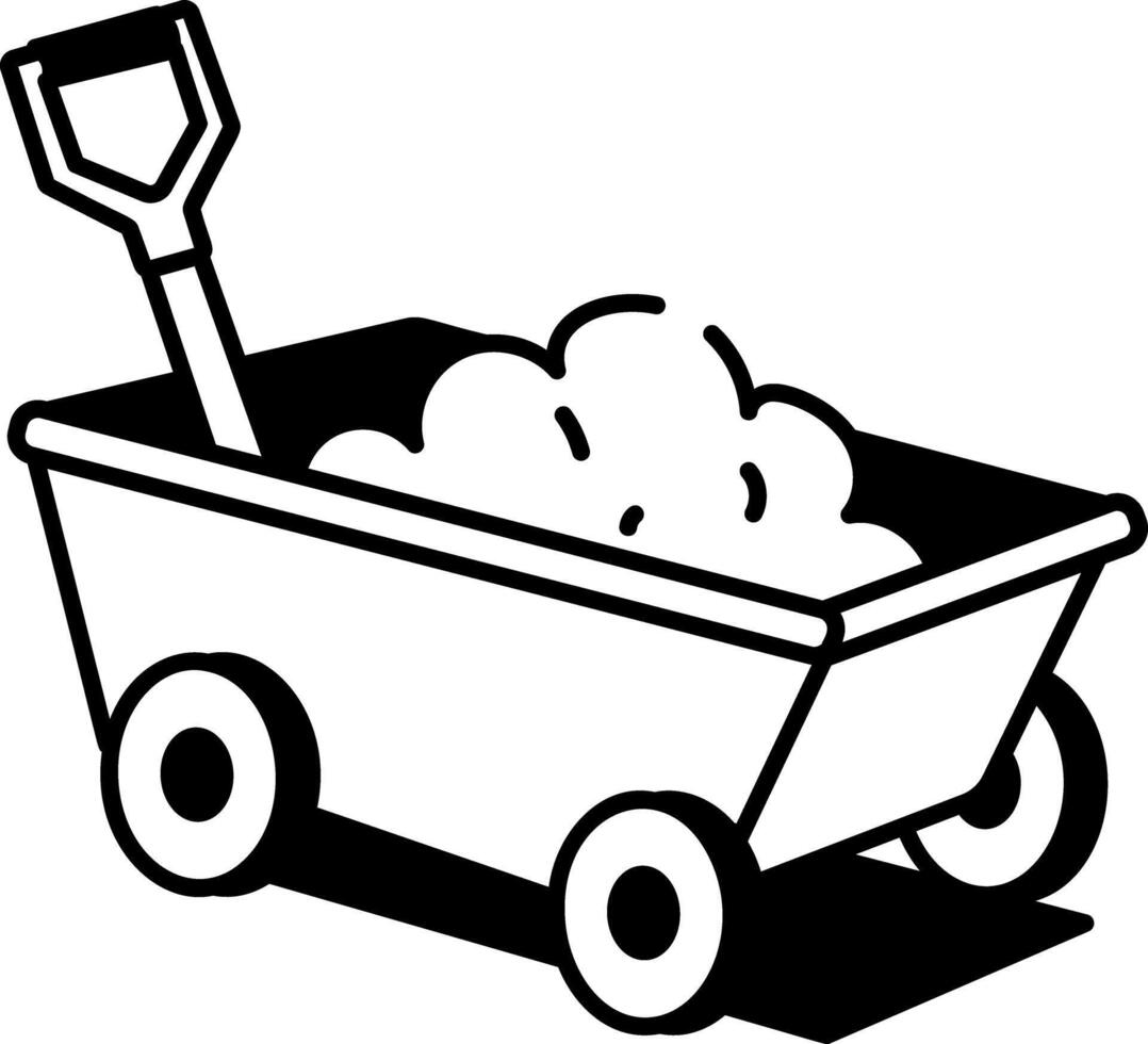 A hand drawn style icon of a mine cart vector