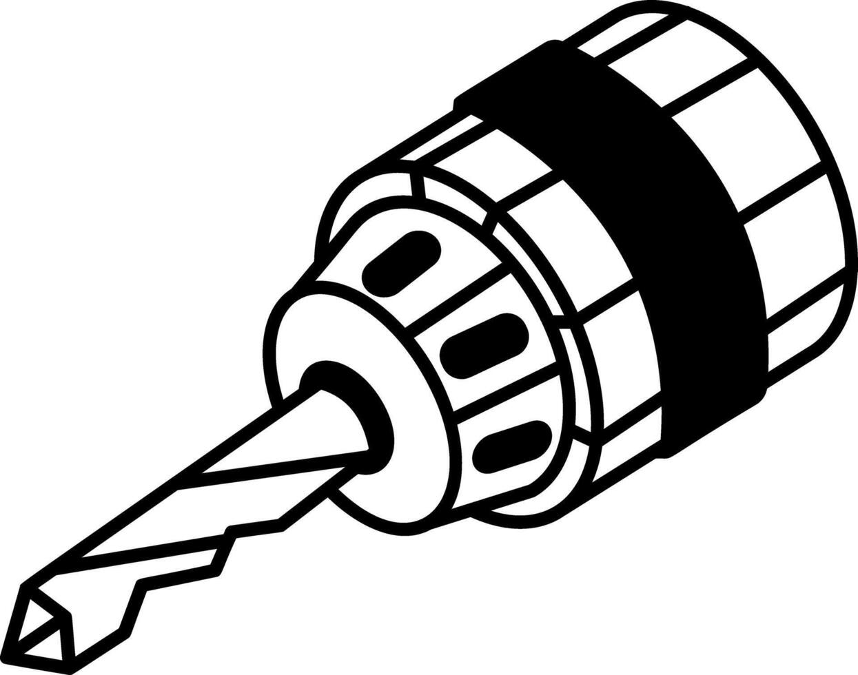 A hand drawn style icon showing a drill head tool vector