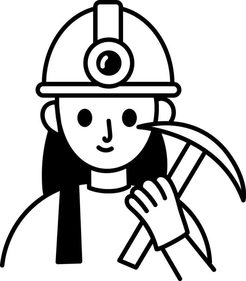 A hand drawn style icon depicting a female miner vector