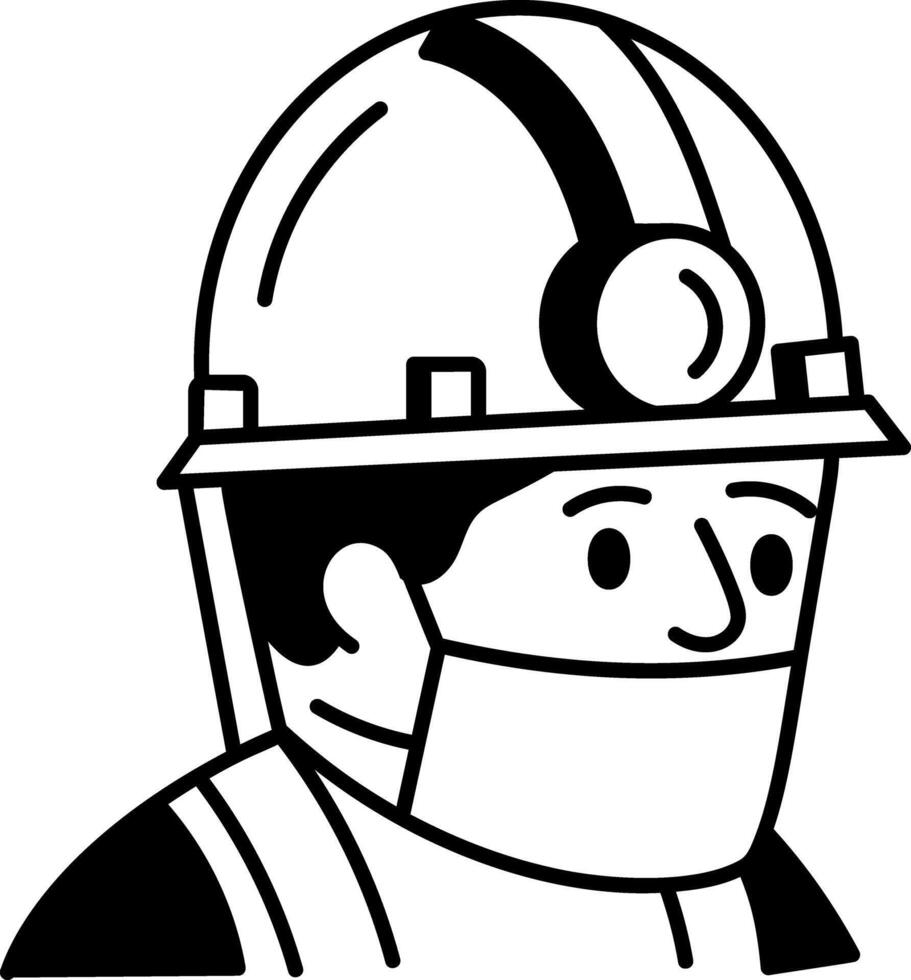 A doodle style icon of a mine worker vector