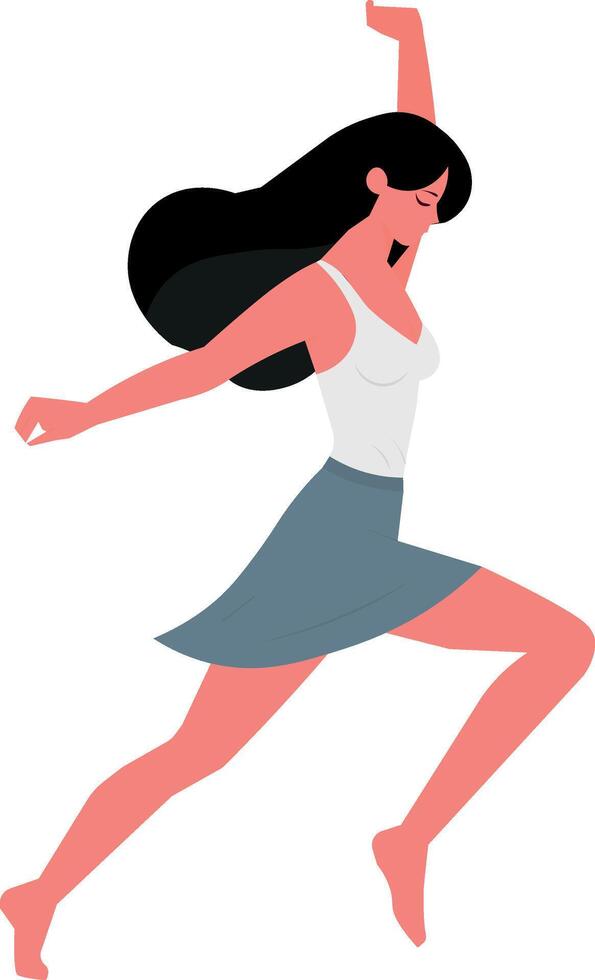 Clipart, woman standing in release position, victorious, happy, with arm up vector