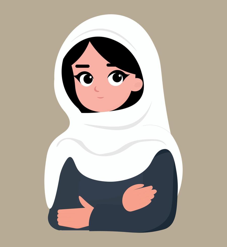 Arab girl illustration, with veil, hijab vector