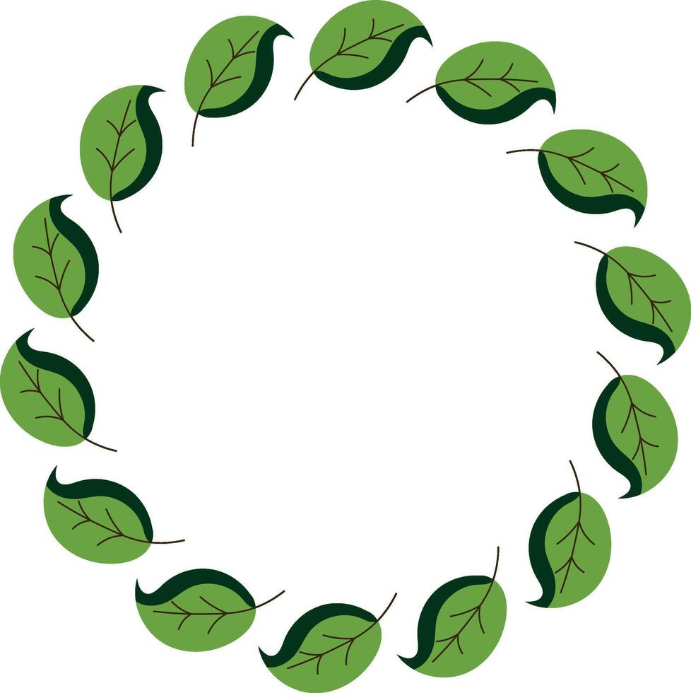 Circular border of leaves vector